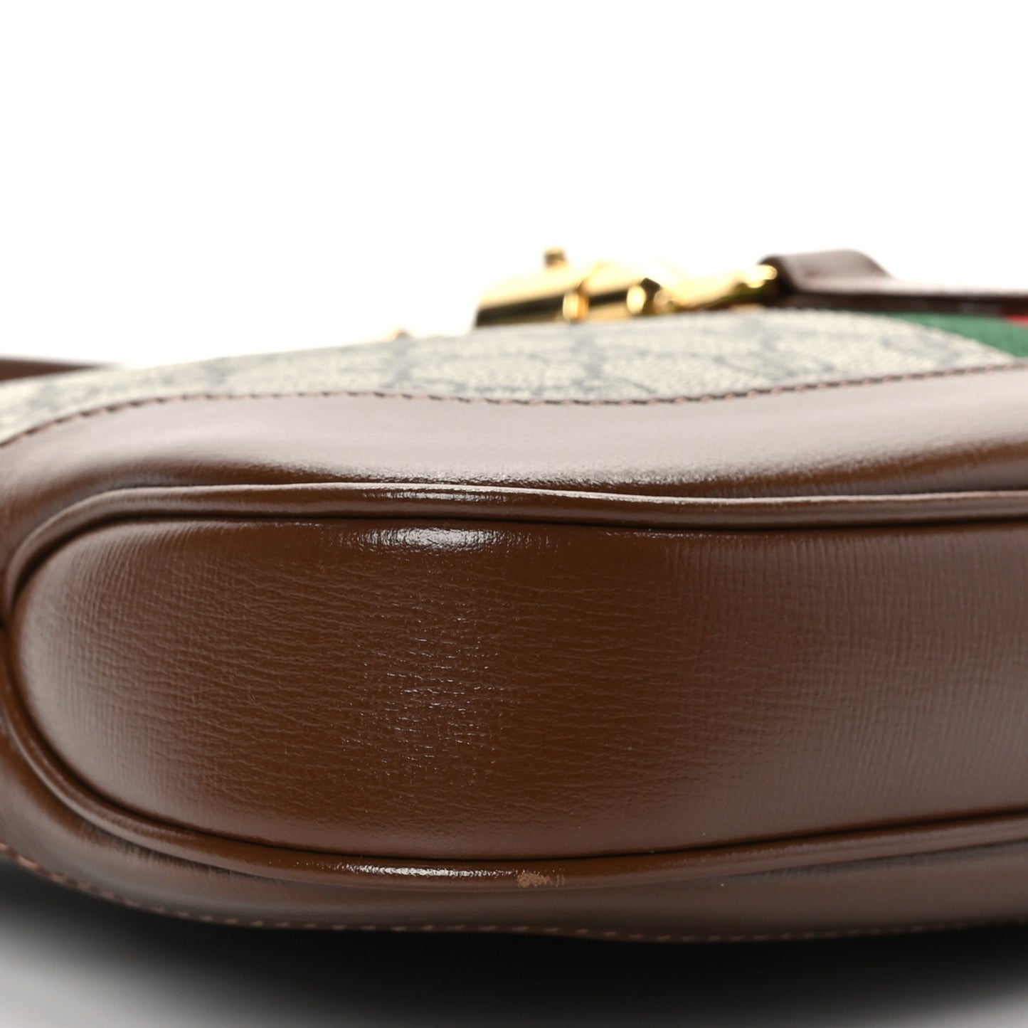 GG Supreme Monogram Azalea Calfskin Web Small Jackie 1961 Hobo Beige Ebony Brown Sugar