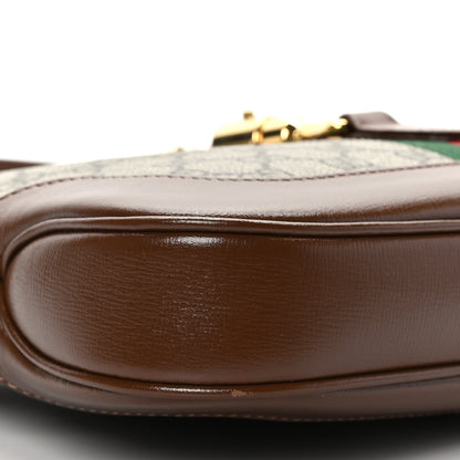 Gucci GG Supreme Monogram Azalea Calfskin Web Small Jackie 1961 Hobo Beige Ebony Brown Sugar 7 of 8