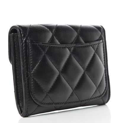 Chanel Lambskin Quilted Flap Card Holder Wallet Black 3 of 9