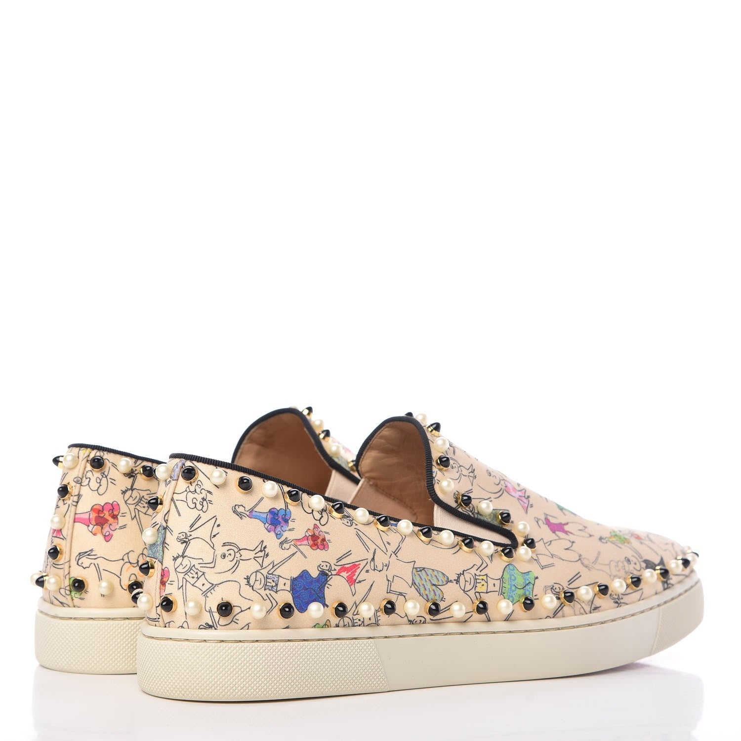 Christian Louboutin Canvas Beaded Printed Boat Flats 41 4 of 9