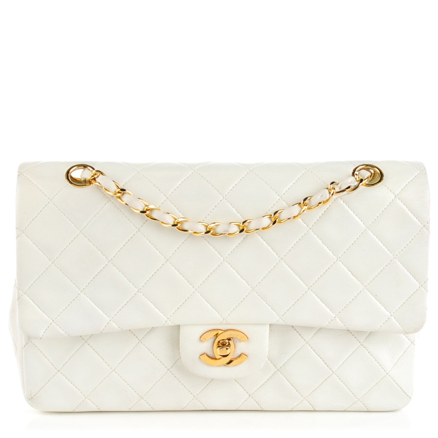 Chanel Lambskin Quilted Medium Double Flap White 1 of 15