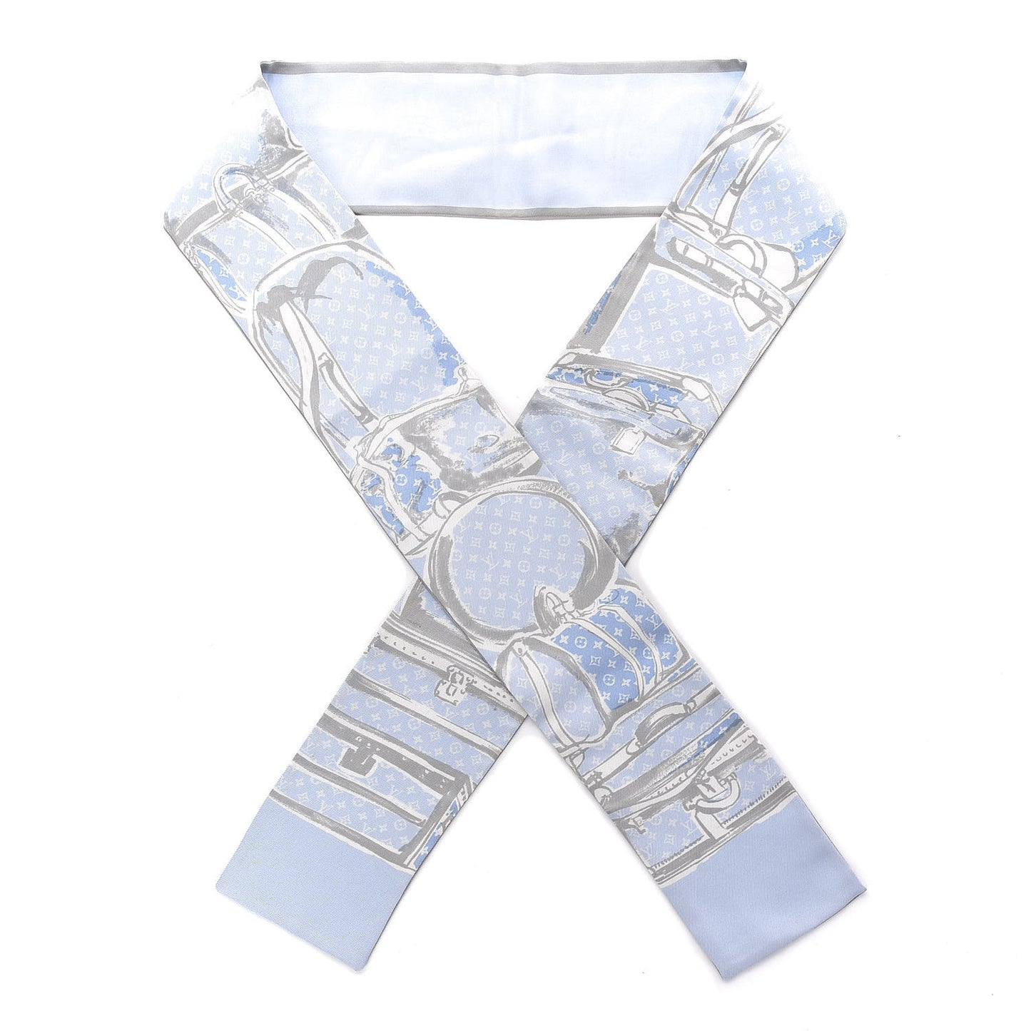 Silk Monogram Trunks Bandeau Blue Ciel
