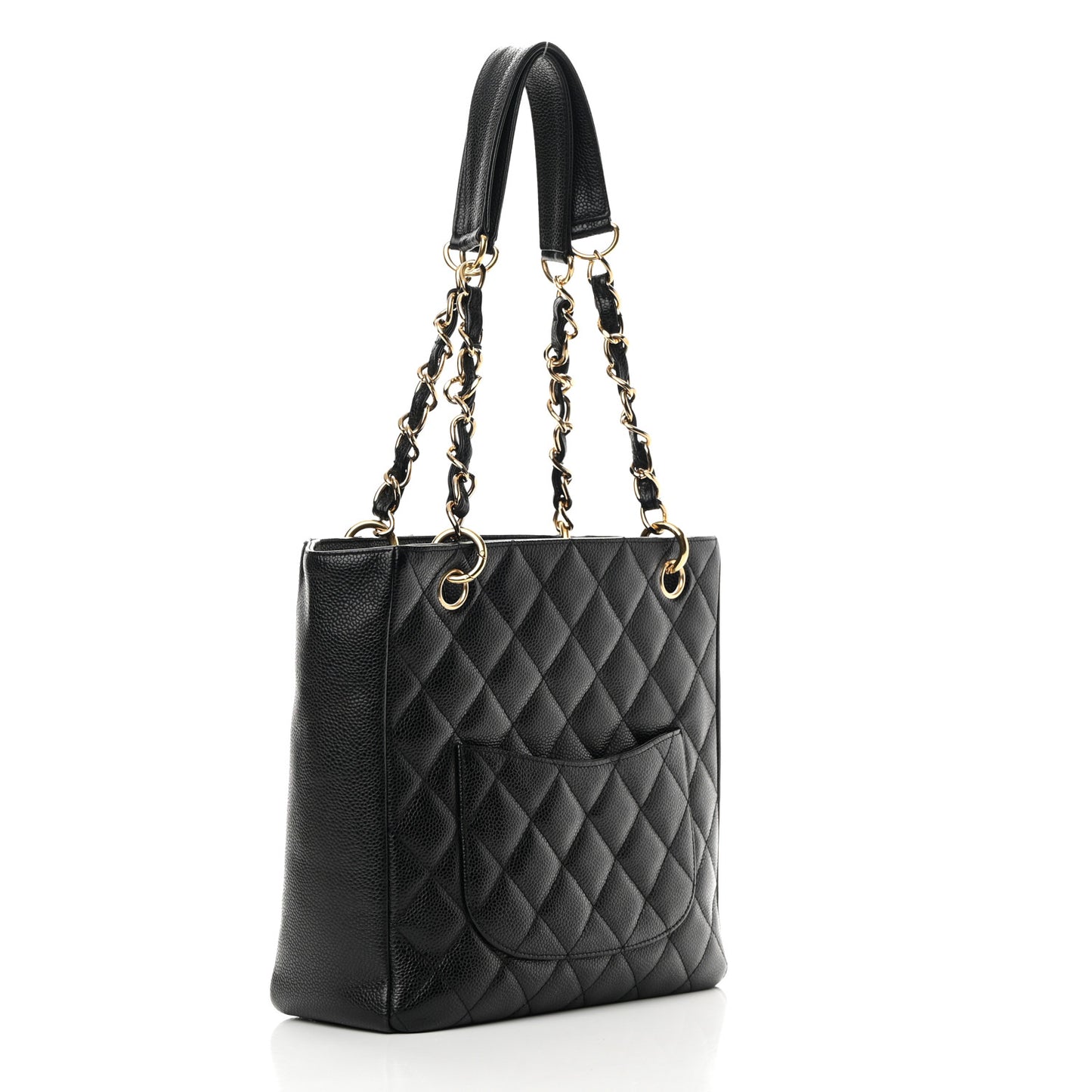 Caviar Quilted Petit Shopping Tote PST Black