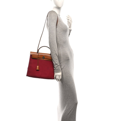 Hermes Vache Hunter Toile Officier Herbag Zip 31 PM Rubis Natural 2 of 11