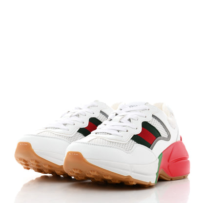 Gucci Lavaredo Eco Fabric Mesh Web Womens Rhyton Reflective Sneakers 35.5 Great White Green Red Silver 3 of 8