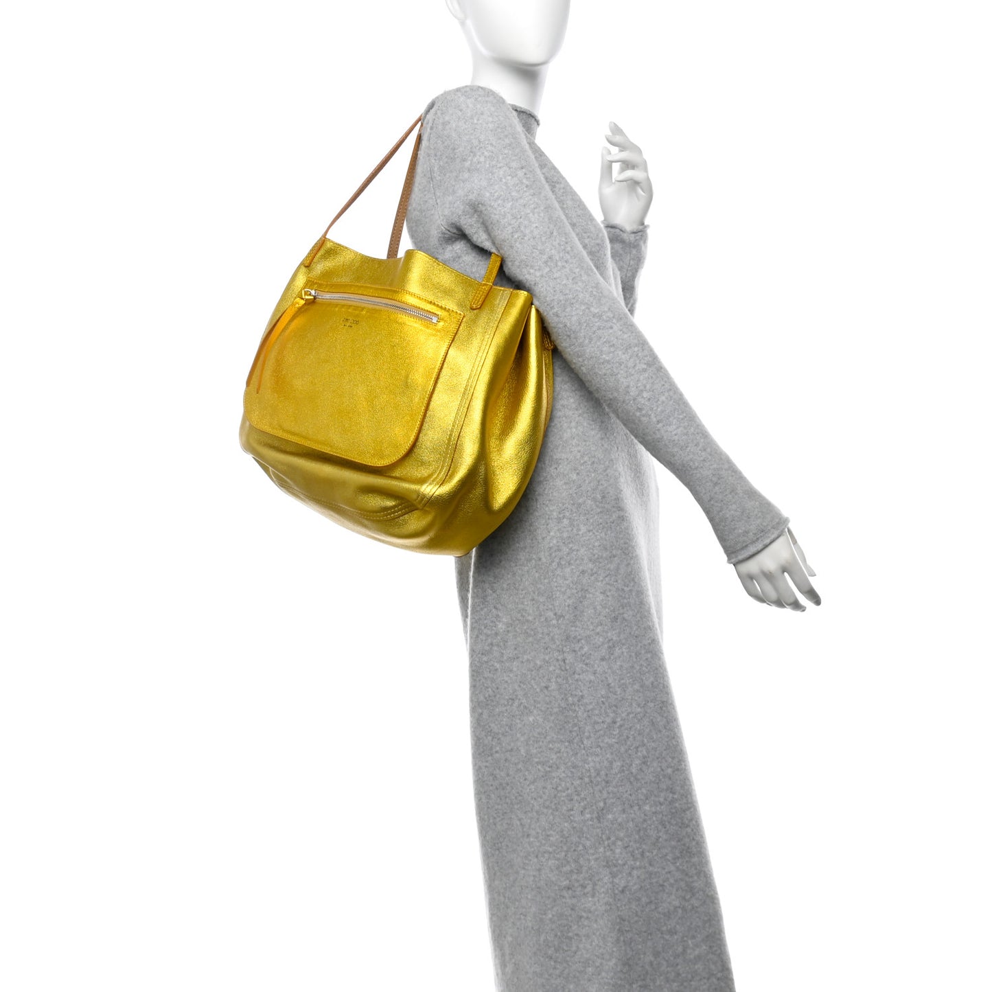 Metallic Nappa Suede Stevie Reversible Tote Saffron Caramel