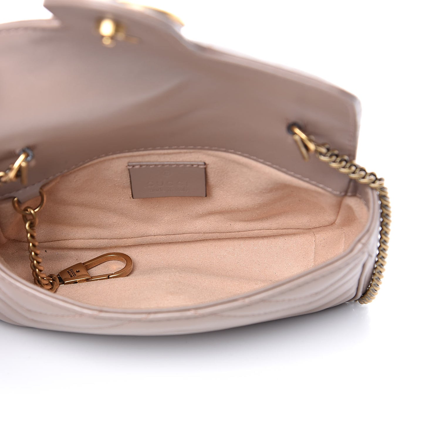 Calfskin Matelasse Super Mini GG Marmont Shoulder Bag Porcelain Rose