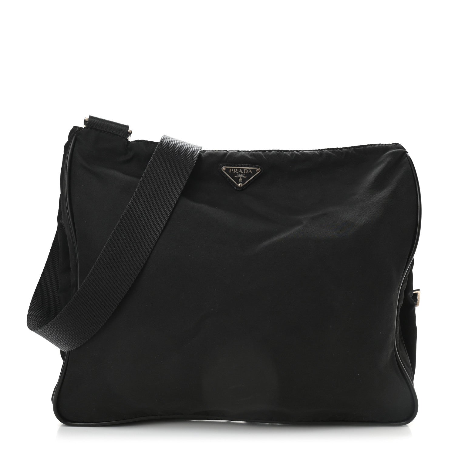 Prada Nylon Flat Messenger Bag Black 1 of 12