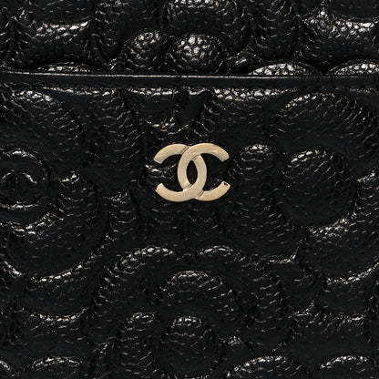Chanel Caviar Camellia Embossed Classic Flat Wallet Pouch Black 8 of 8