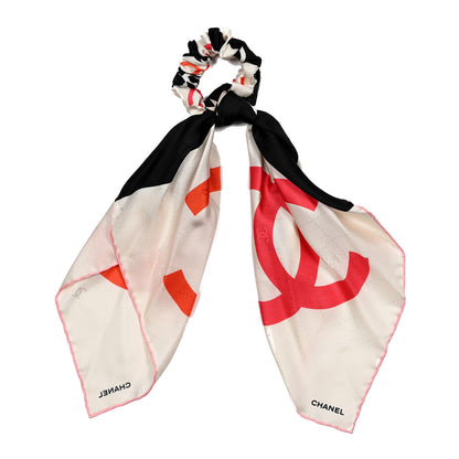 Chanel Silk CC Scrunchie and Scarf Hair Tie Set White Multicolor 2 of 6