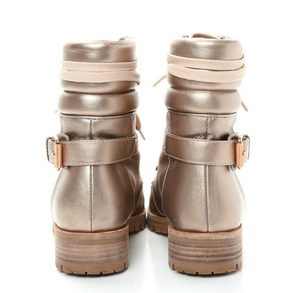 Christian Louboutin Metallic Calfskin Womens Who Runs Flat Boots 38.5 Colombe 7 of 9
