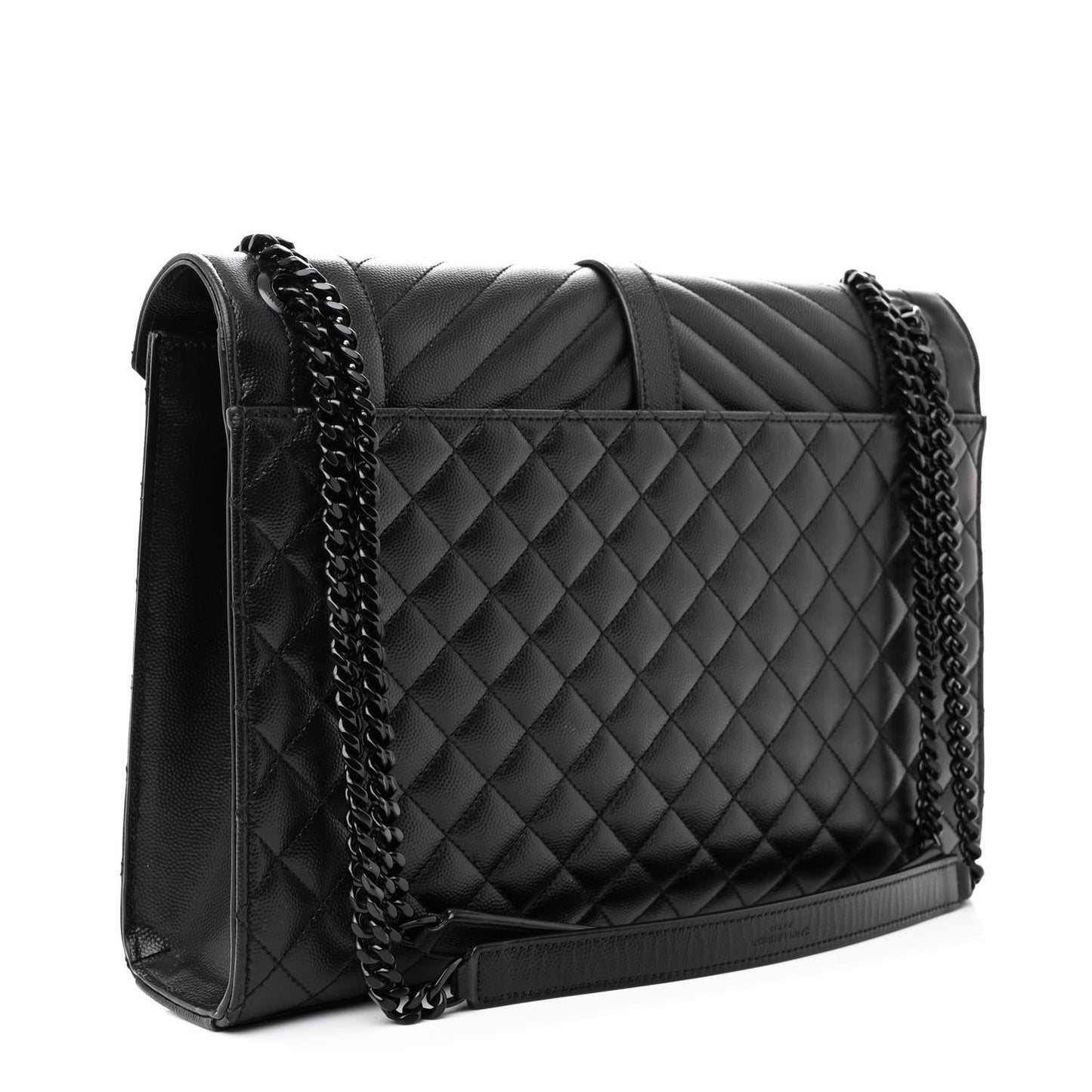 Grain De Poudre Textured Mixed Matelasse Triquilt Medium Monogram Monochrome Satchel Black