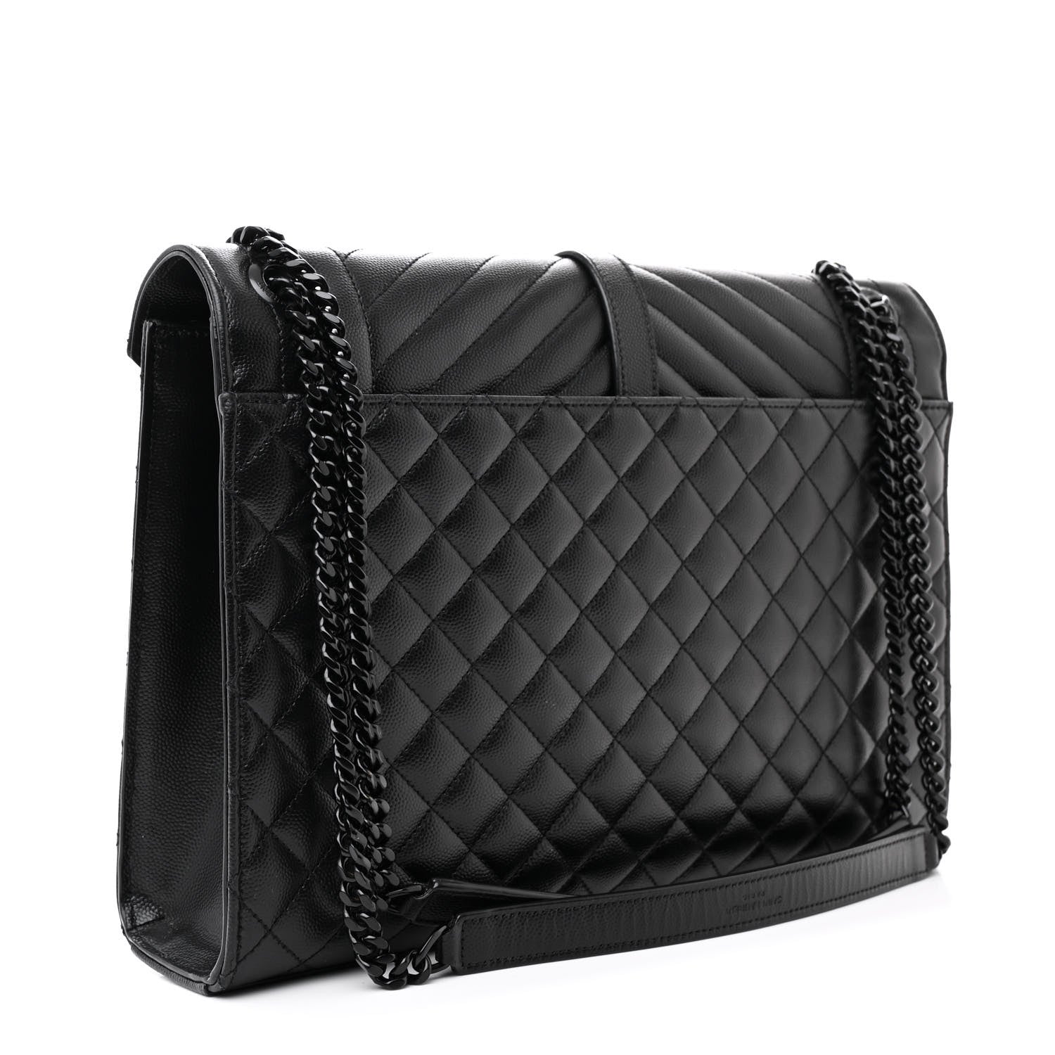 Saint Laurent Grain De Poudre Textured Mixed Matelasse Triquilt Medium Monogram Monochrome Satchel Black 3 of 13