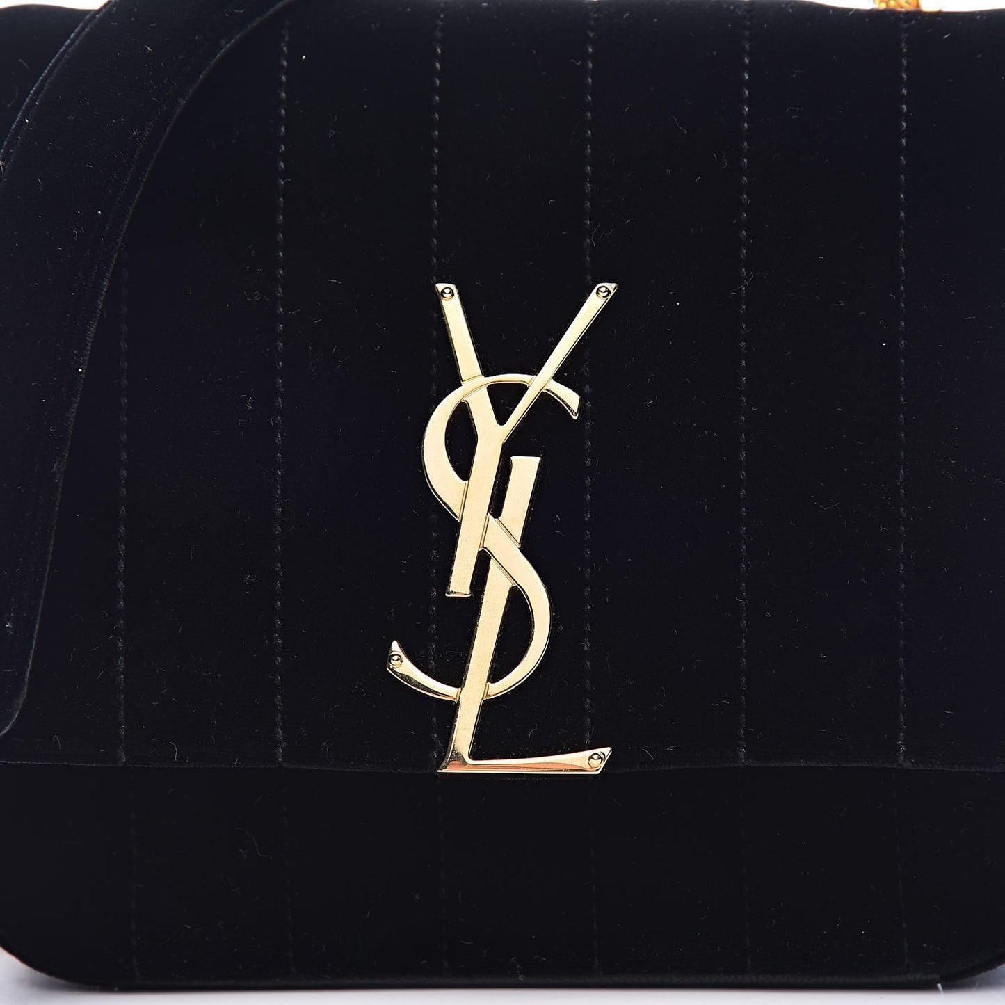 Velvet Matelasse Small Vicky Chain Bag Black