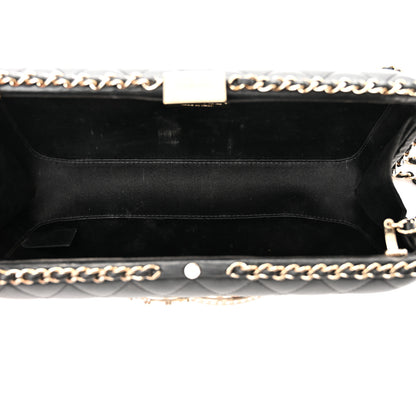 Chanel Lambskin Quilted Pearl Crystal Chain Around Clutch Black 5 of 20
