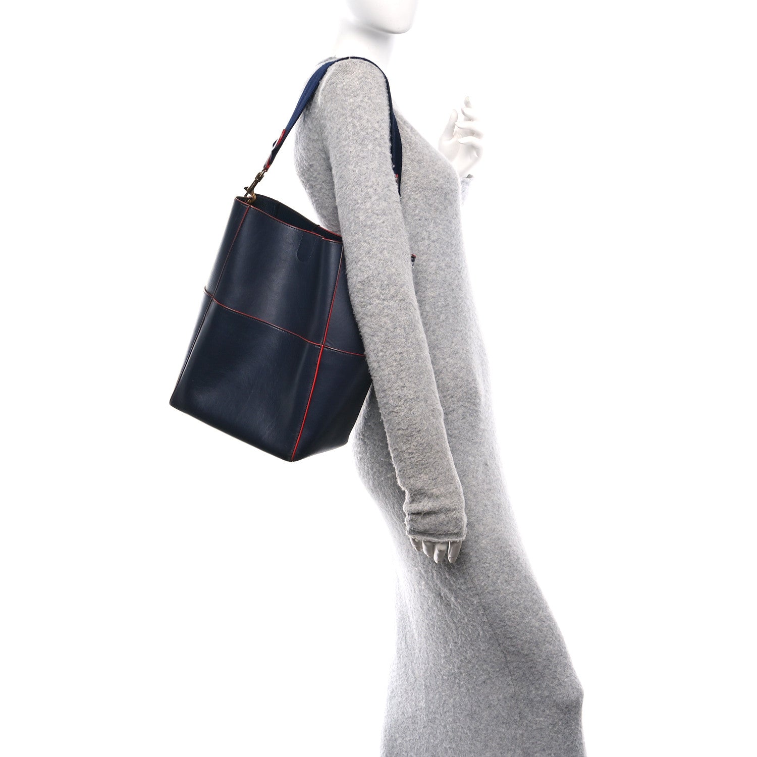 Celine Supersoft Calfskin Sangle Bucket Bag Navy 2 of 12
