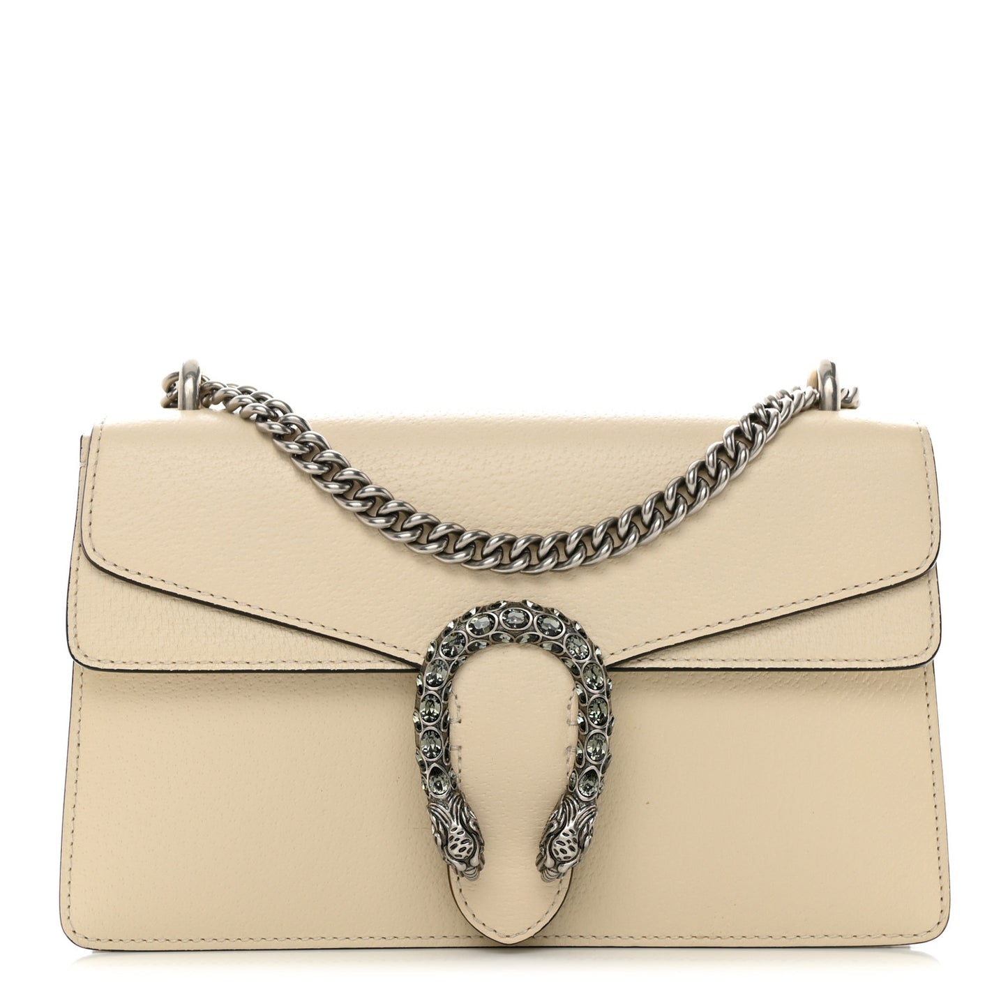 Textured Calfskin Crystal Small Dionysus Shoulder Bag Mystic White