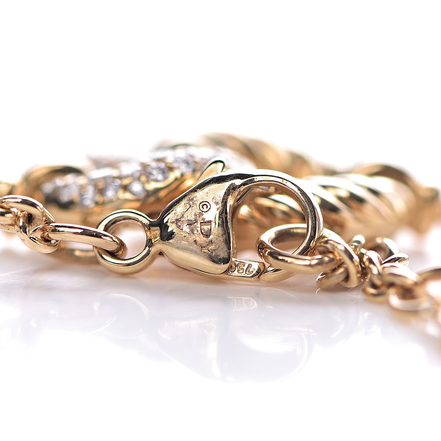 David Yurman 18K Yellow Gold Diamond Belmont Single Station Bracelet 4 of 6