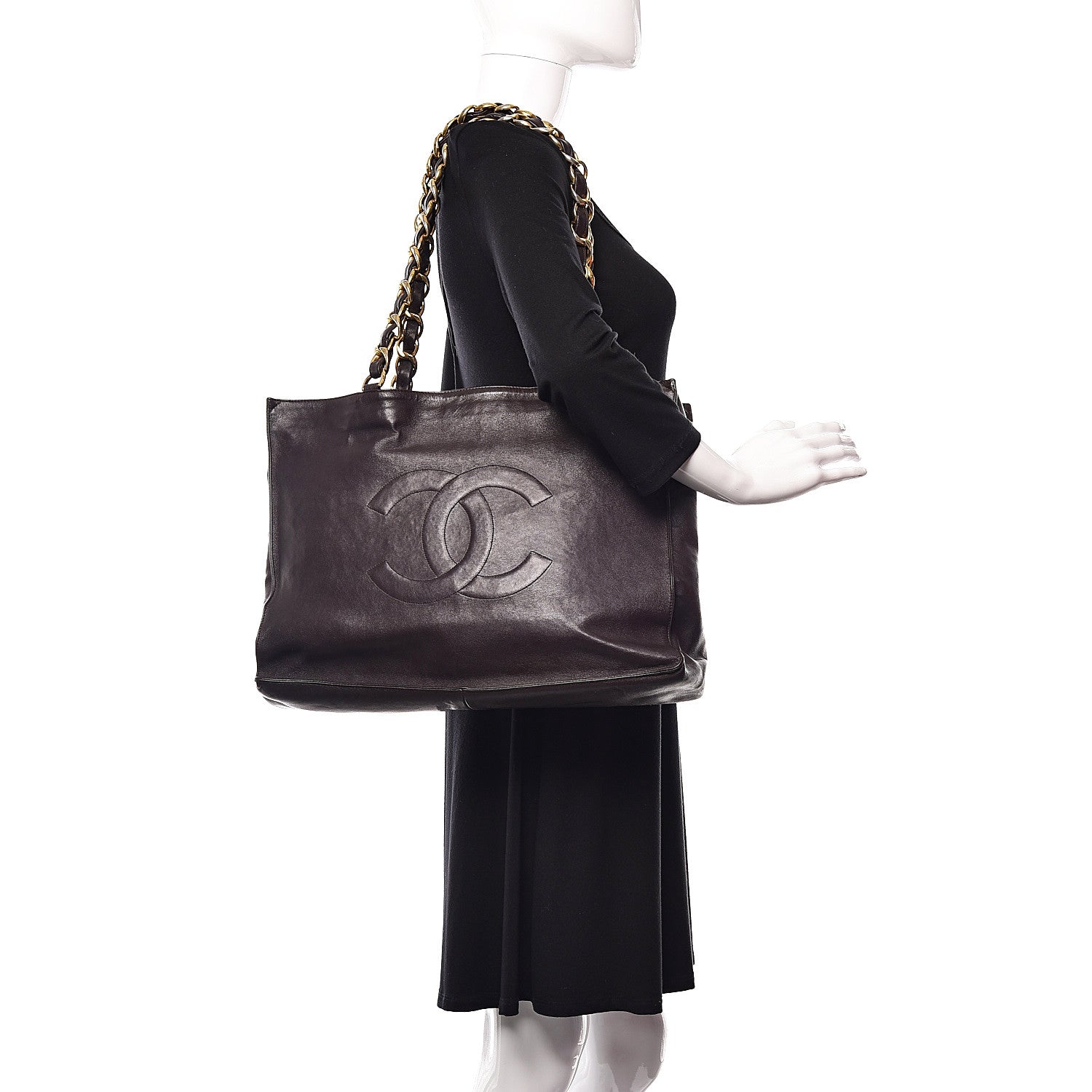 Chanel Lambskin CC Tote Dark Brown 2 of 15