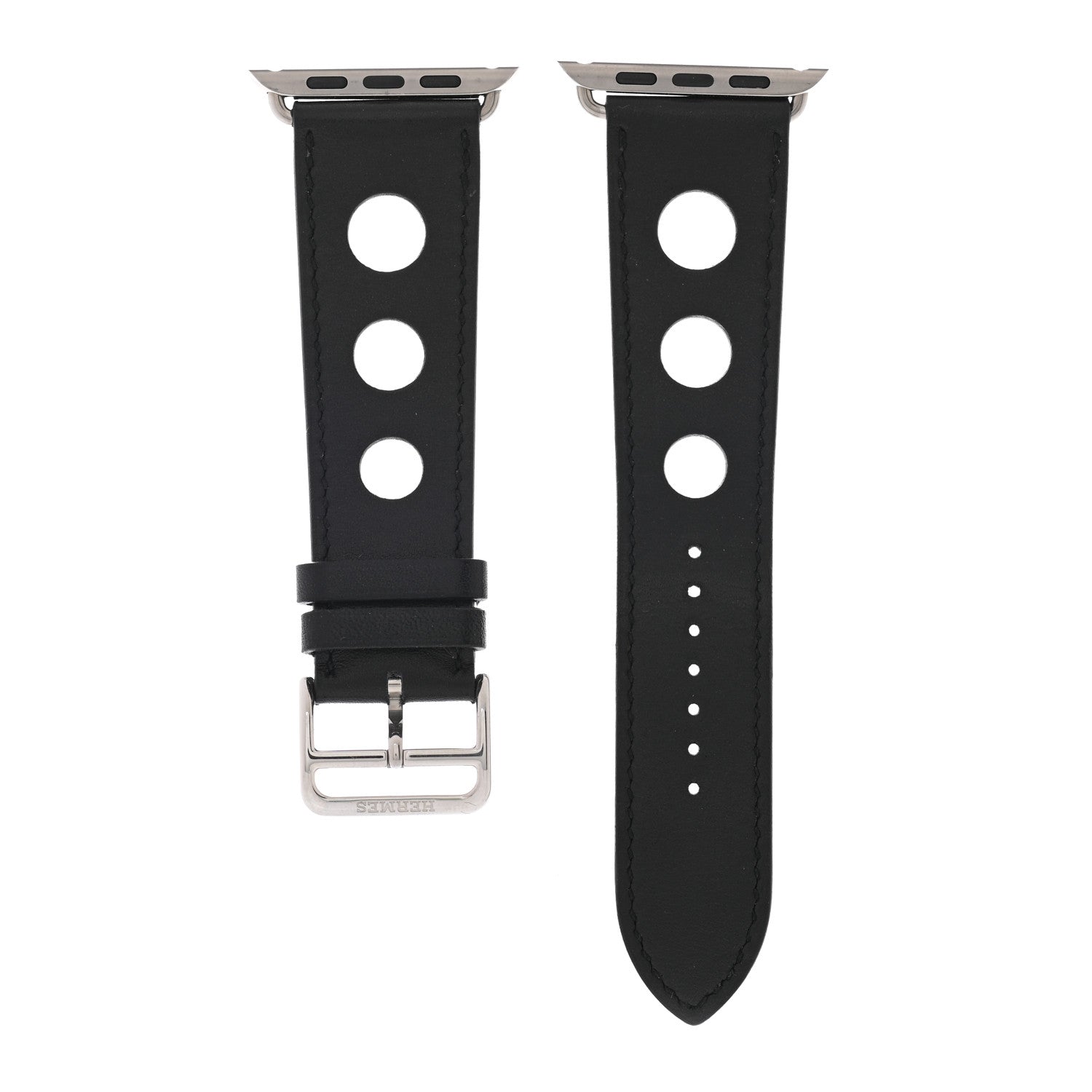 Hermes Gala Calfskin 42mm Apple Watch Single Tour Rallye Band Black 1 of 5