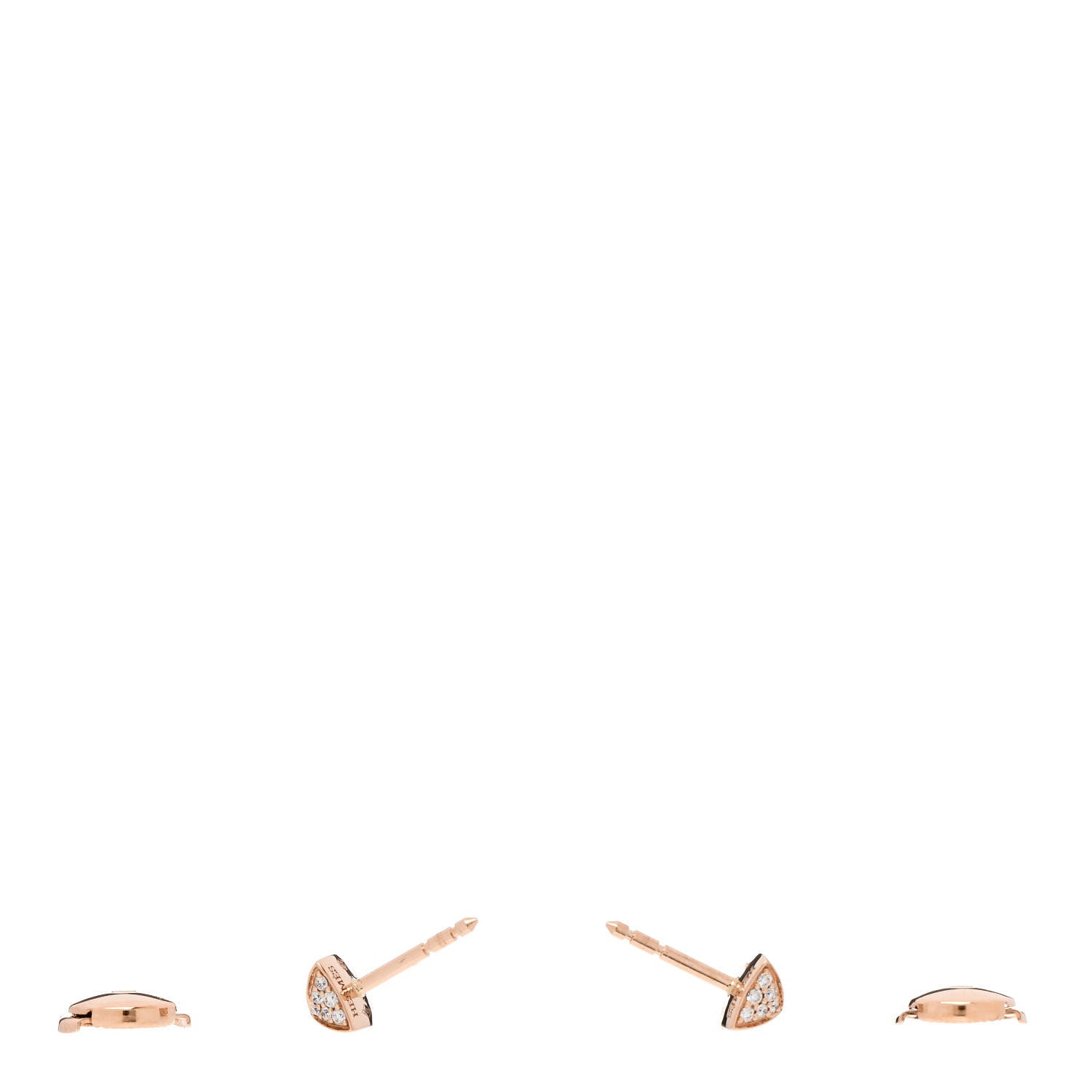 Hermes 18K Rose Gold Diamond Clou d'H Stud Earrings 3 of 5