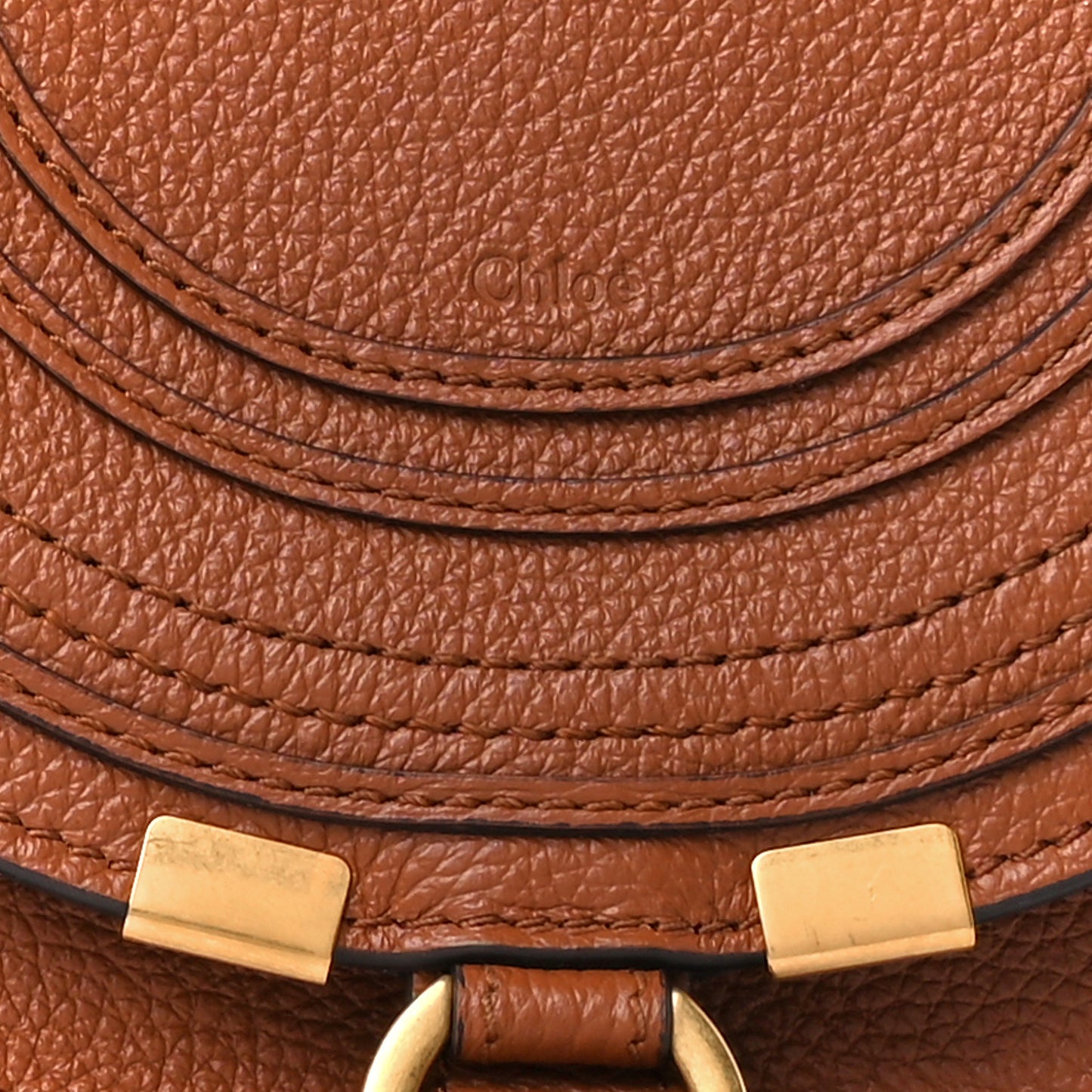 Grained Calfskin Small Marcie Saddle Bag Tan