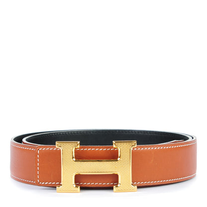 Hermes Box Chamonix 32mm H Belt 95 Black Fauve 1 of 8