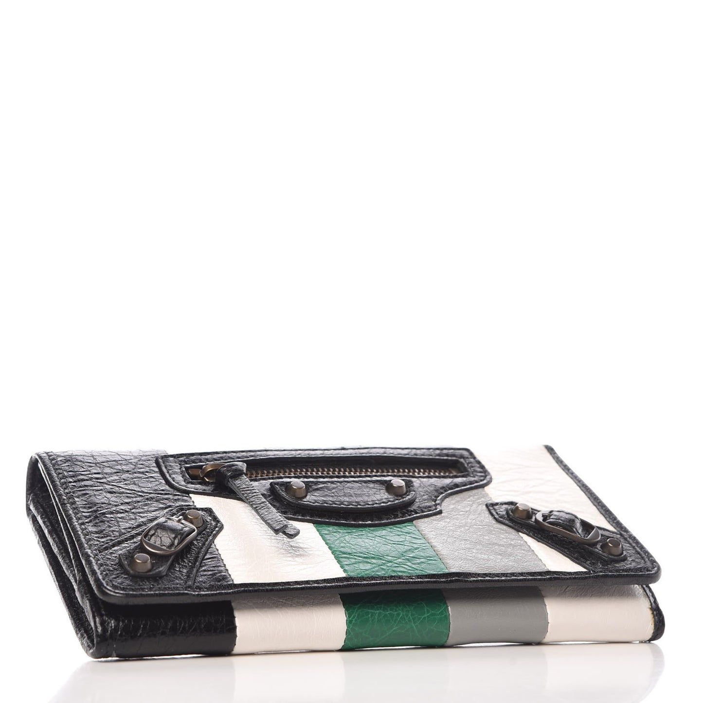 Agneau Arena Multicolore Classic Hardware Money Wallet Green Grey Black