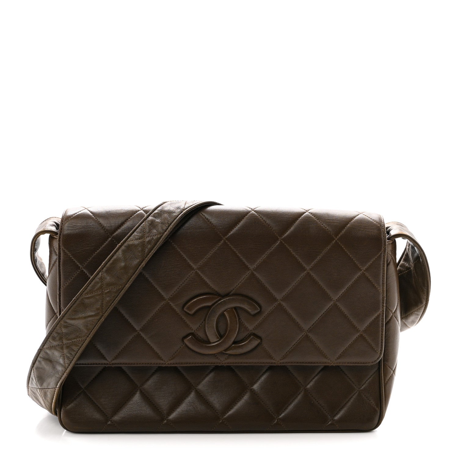 Chanel Lambskin Quilted CC Single Flap Shoulder Bag Brown 1 of 10