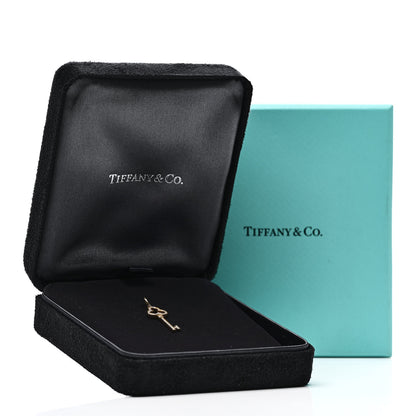 Tiffany 18K Yellow Gold Diamond Mini Open Trefoil Key Pendant 5 of 5