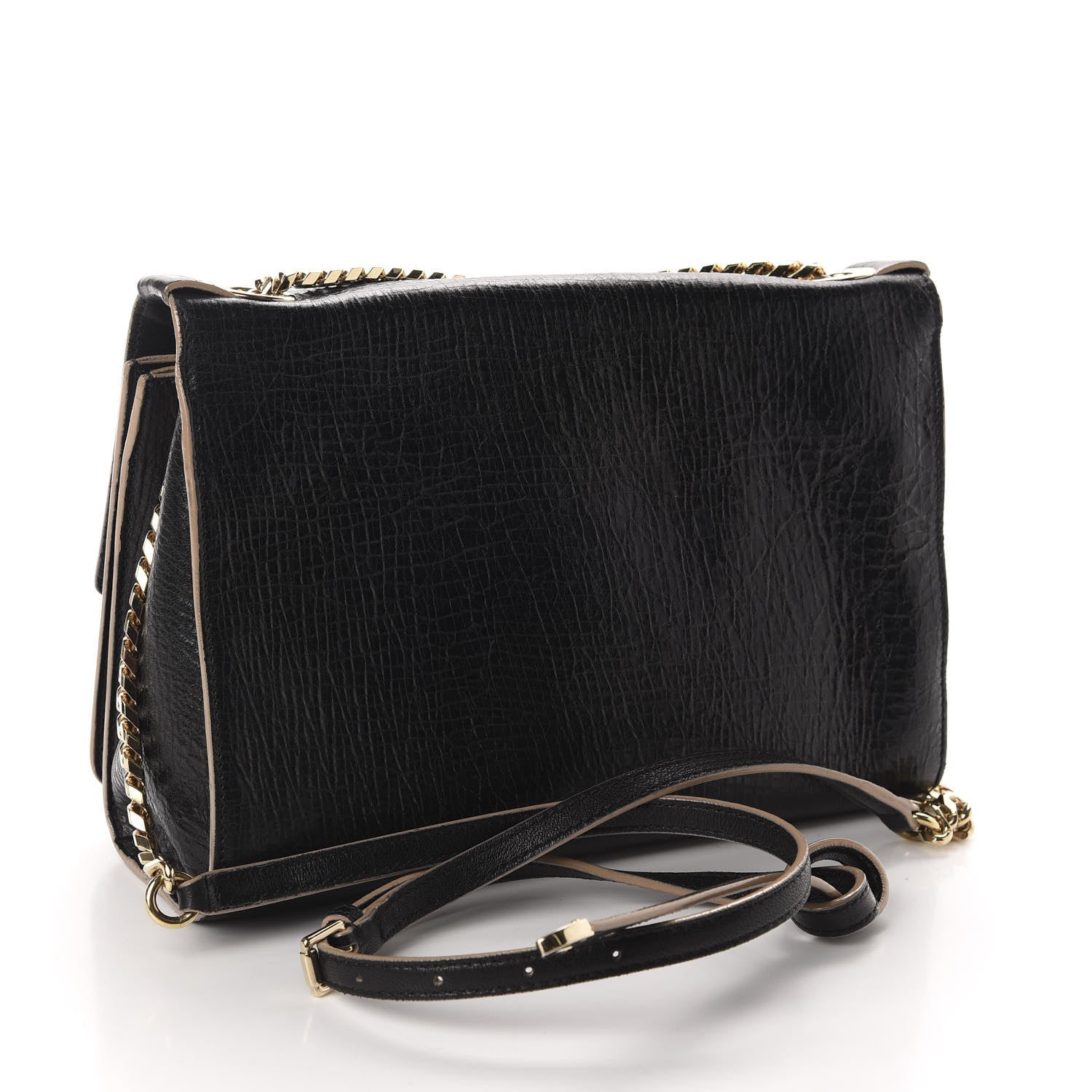Jimmy Choo Washed Crinkled Calfskin Rebel Shoulder Bag Black 3 of 9