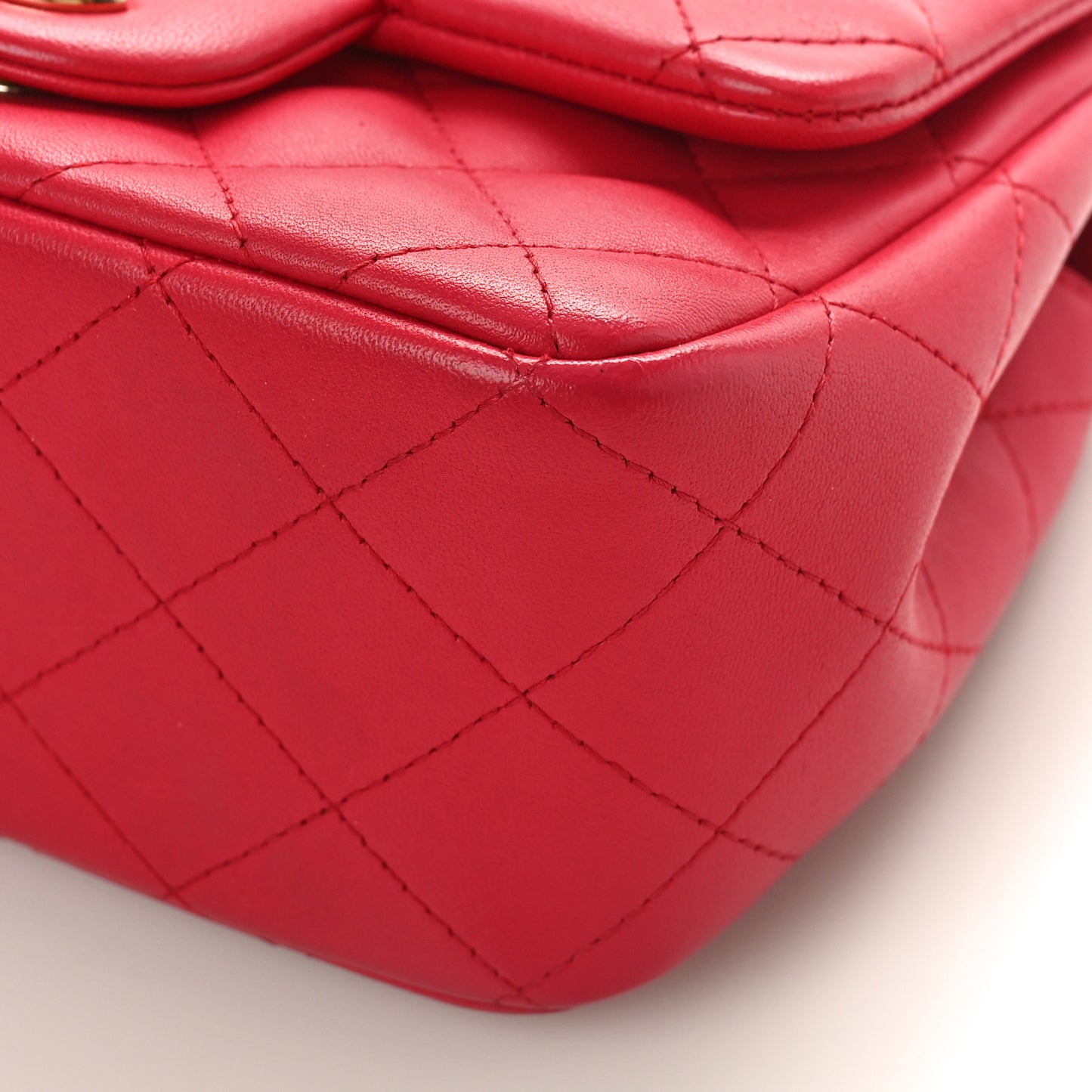 Lambskin Quilted Mini Square Flap Red