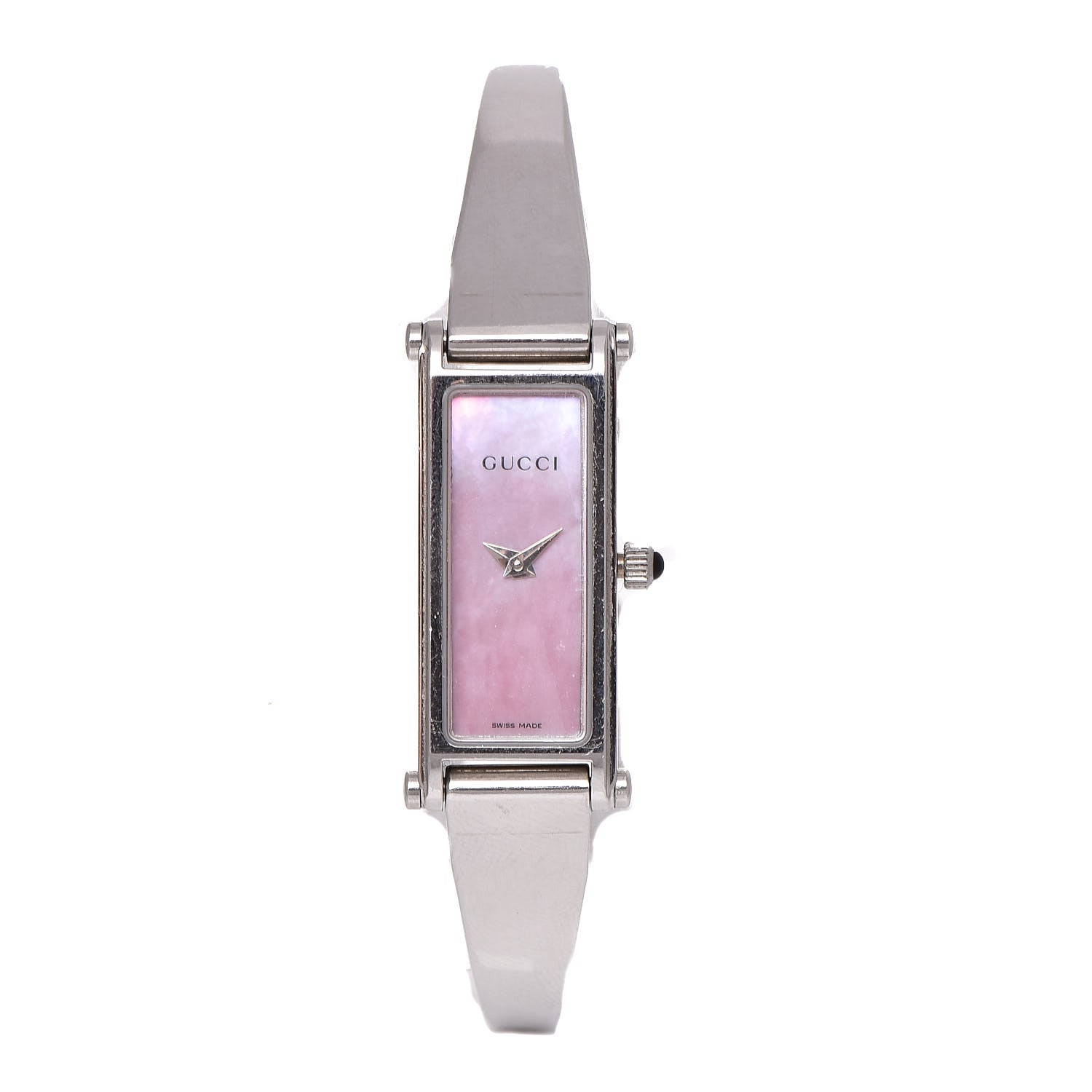Gucci Stainless Steel Pink Mother of Pearl 12mm 1500L Horsebit Quartz Watch 1 of 6