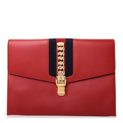 Gucci Calfskin Maxi Sylvie Clutch Red 1 of 7