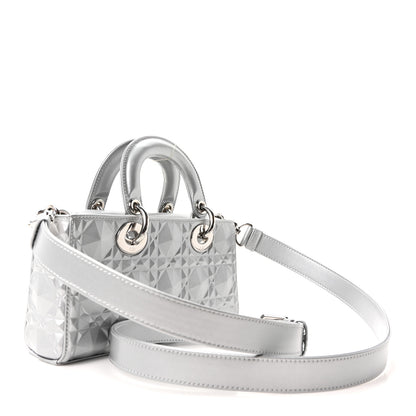 Christian Dior Metallic Calfskin Cannage Diamond Small Lady D-Joy Silver 3 of 10