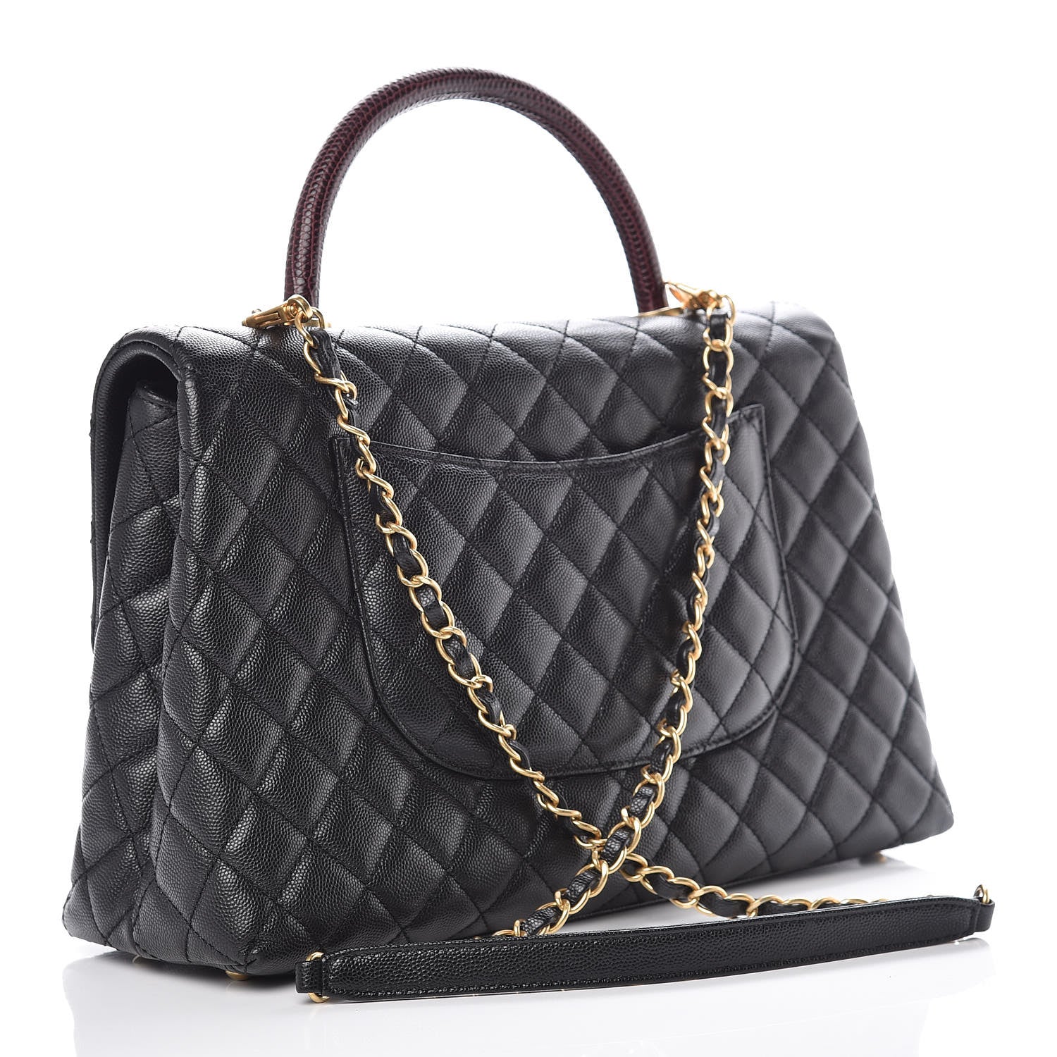 Chanel Caviar Lizard Quilted Medium Coco Handle Flap Black 4 of 11