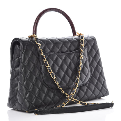 Chanel Caviar Lizard Quilted Medium Coco Handle Flap Black 4 of 11