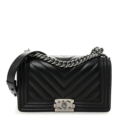 Chanel Lambskin Chevron Quilted Medium Boy Flap Black 1 of 10