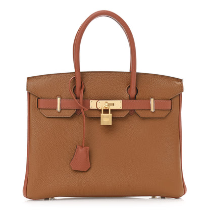 Hermes Togo Bi-Color Horseshoe Birkin 30 Gold Cuivre 1 of 11
