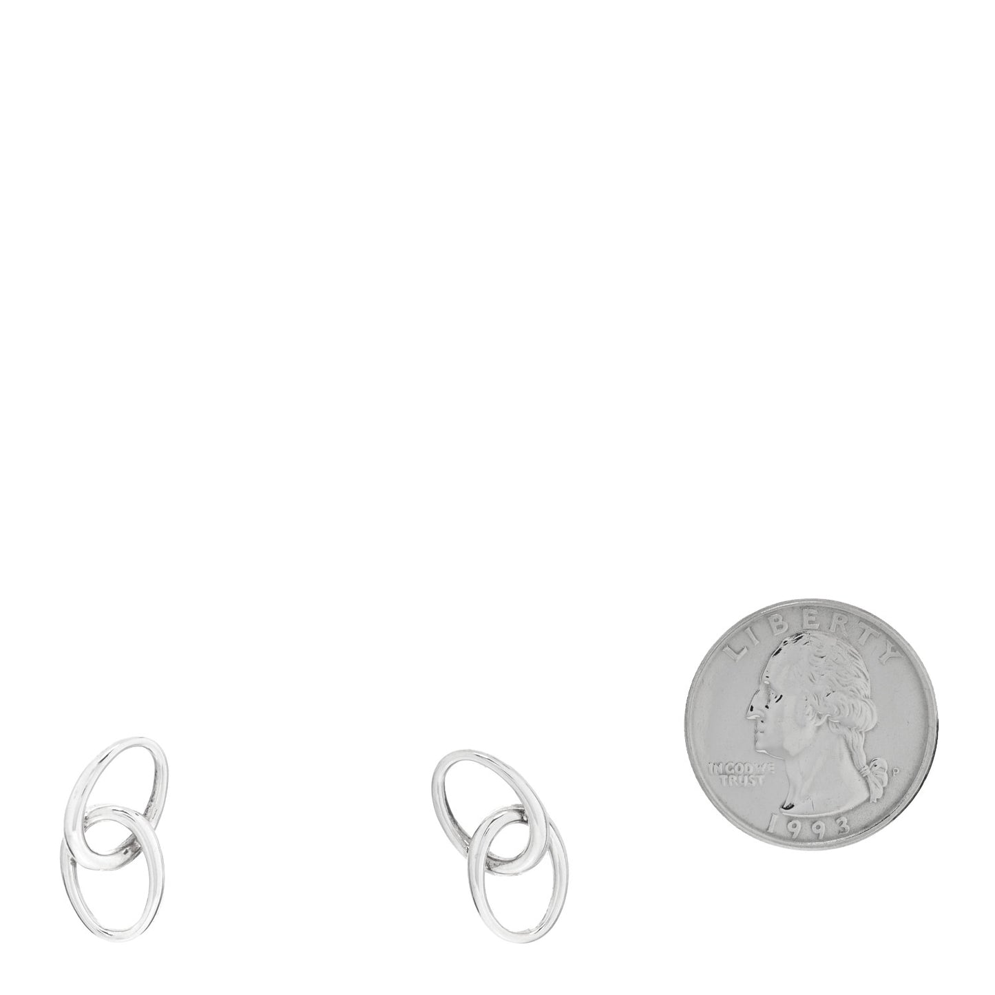 Sterling Silver Elsa Peretti Double Link Drop Clip On Earrings