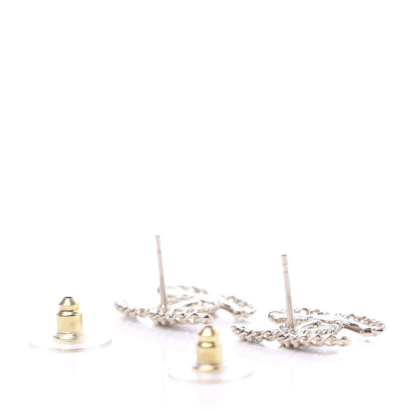 Crystal Chain CC Earrings Gold