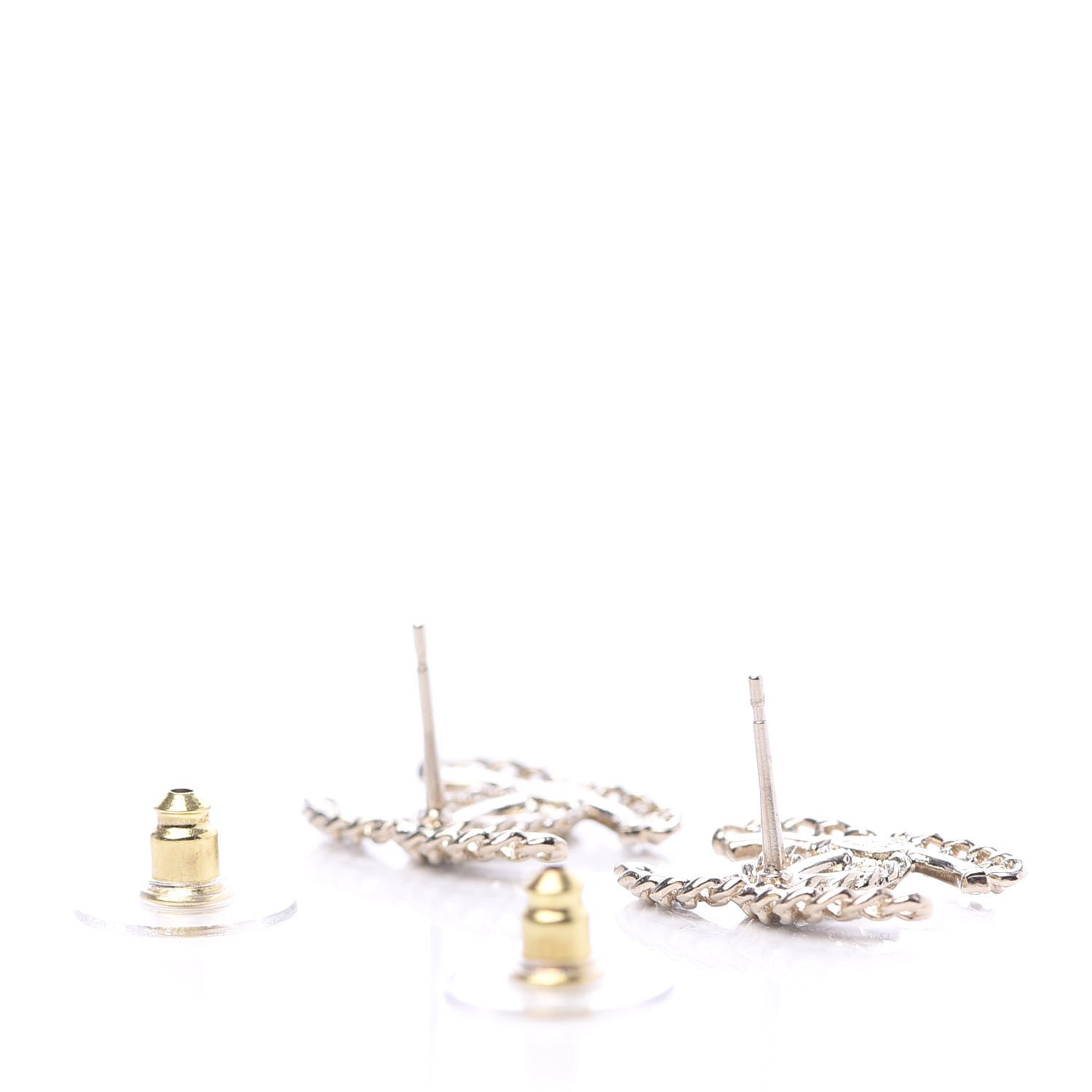 Chanel Crystal Chain CC Earrings Gold 3 of 5