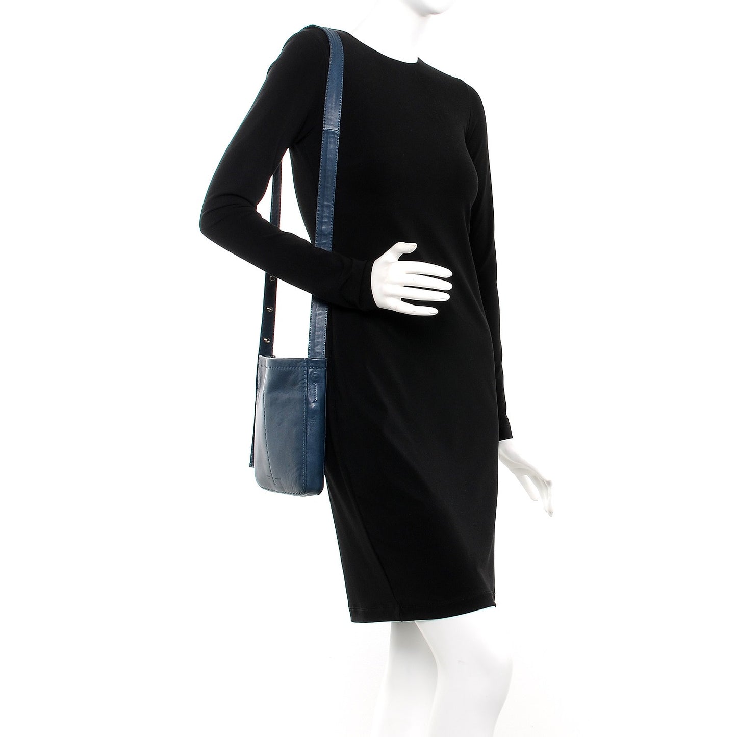 Soft Lambskin Pouch Croissant Shoulder Bag Petrol
