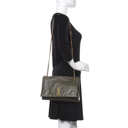 Saint Laurent Smooth Calfskin Suede Medium Reversible Monogram Kate Satchel Olive 2 of 10