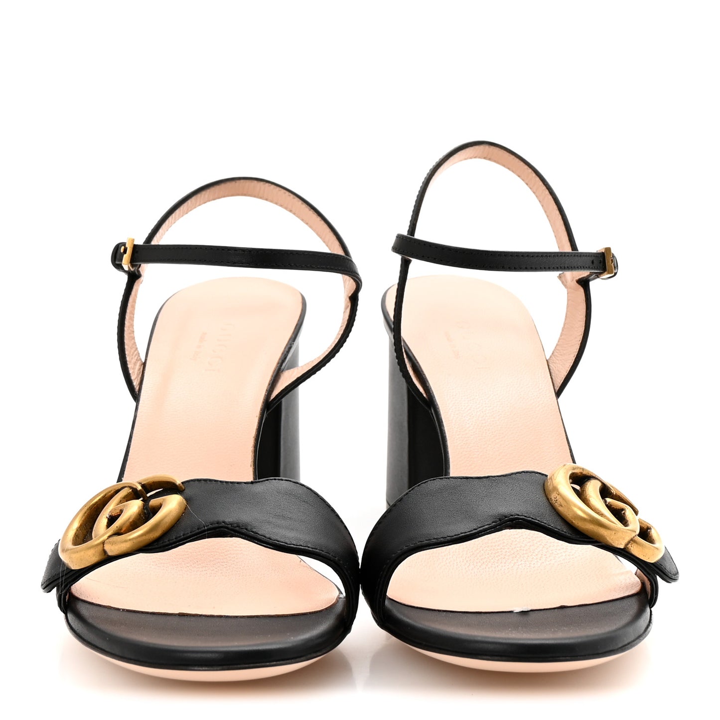 Lifford Calfskin GG Marmont Ankle Wrap 75mm Sandals 36.5 Black