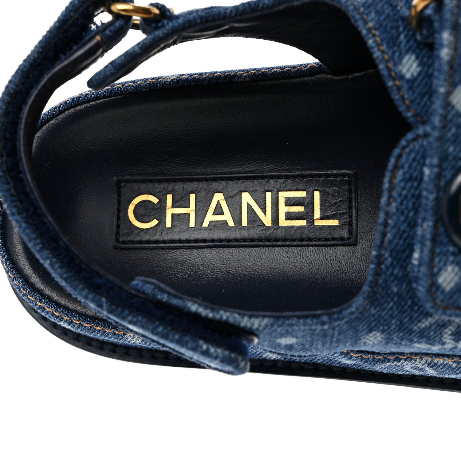 Chanel Denim CC Dad Sandals 37.5 Dark Blue 6 of 9