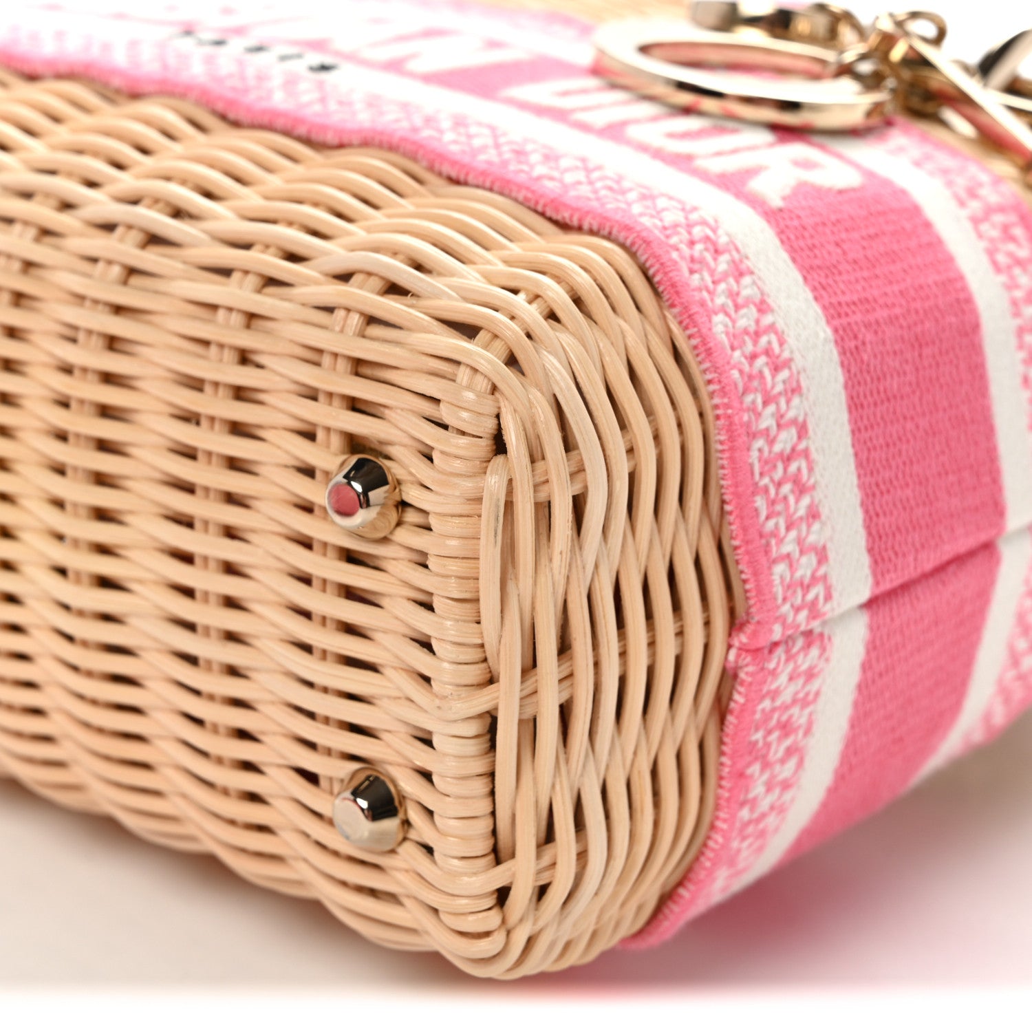 Christian Dior Wicker Oblique Mini Lady Dior Bag Fluorescent Pink