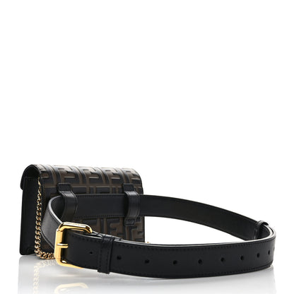 Fendi Vitello Liberty F is Fendi Bi-Color FF 1974 Embossed Envelope Belt Bag Maya Black 3 of 11