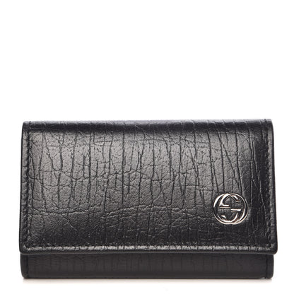 Gucci Calfskin Interlocking G 6 Key Holder Black 1 of 8