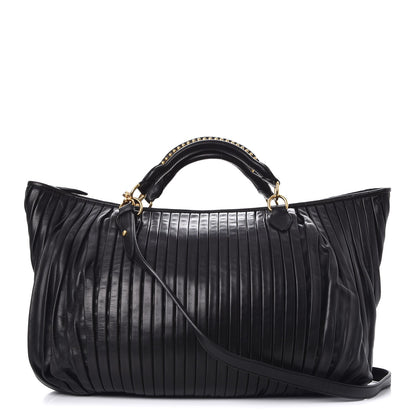 Miu Miu Vitello Lux Pleated Tote Nero Black 1 of 8